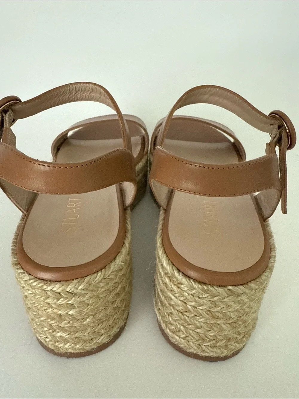 EUC Stuart Weitzman Platform Espadrille Sandals in Tan Leather